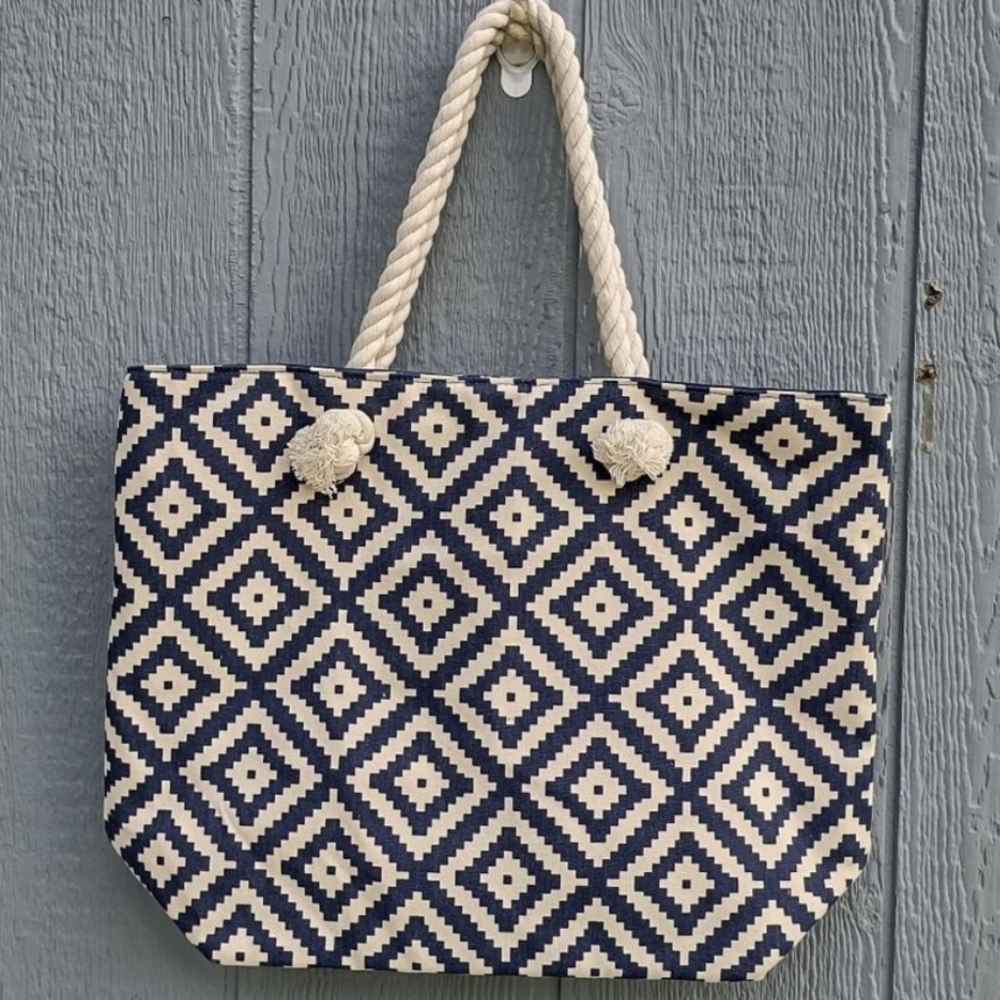 Blue and White Tote